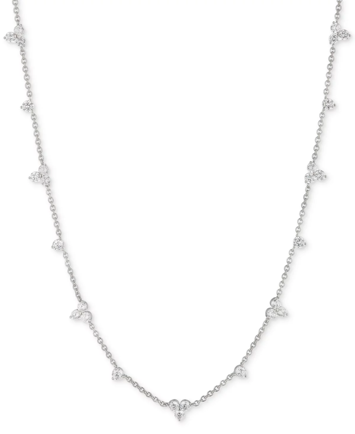 Marchesa Silver-Tone Crystal Station Collar Necklace, 16