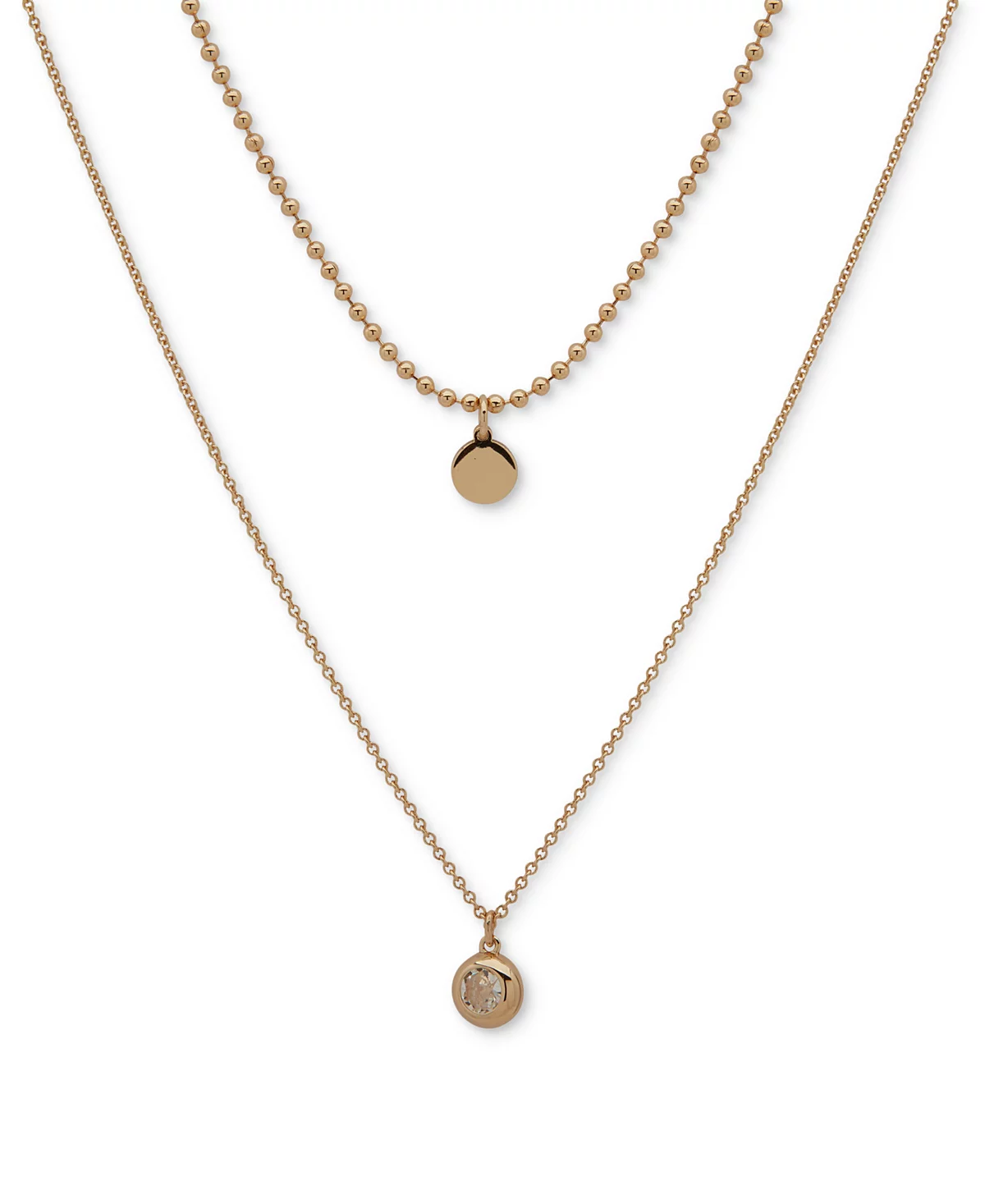 DKNY Gold-Tone Crystal - Polished Layered Pendant Necklace 16 3 extender 7190₽
