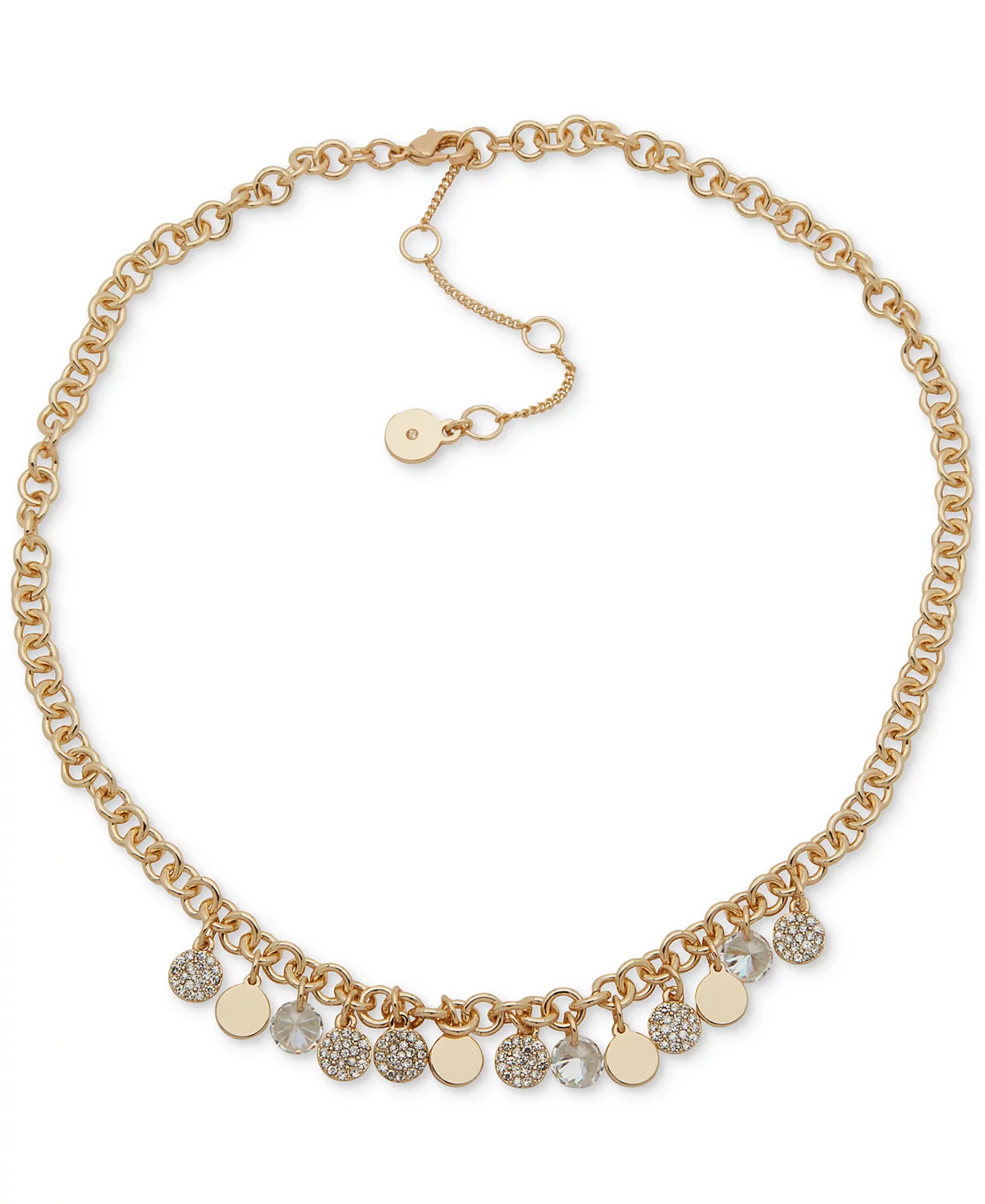 DKNY Gold-Tone Pav Disc Charm Dangling Collar Necklace 16 3 extender 12890₽
