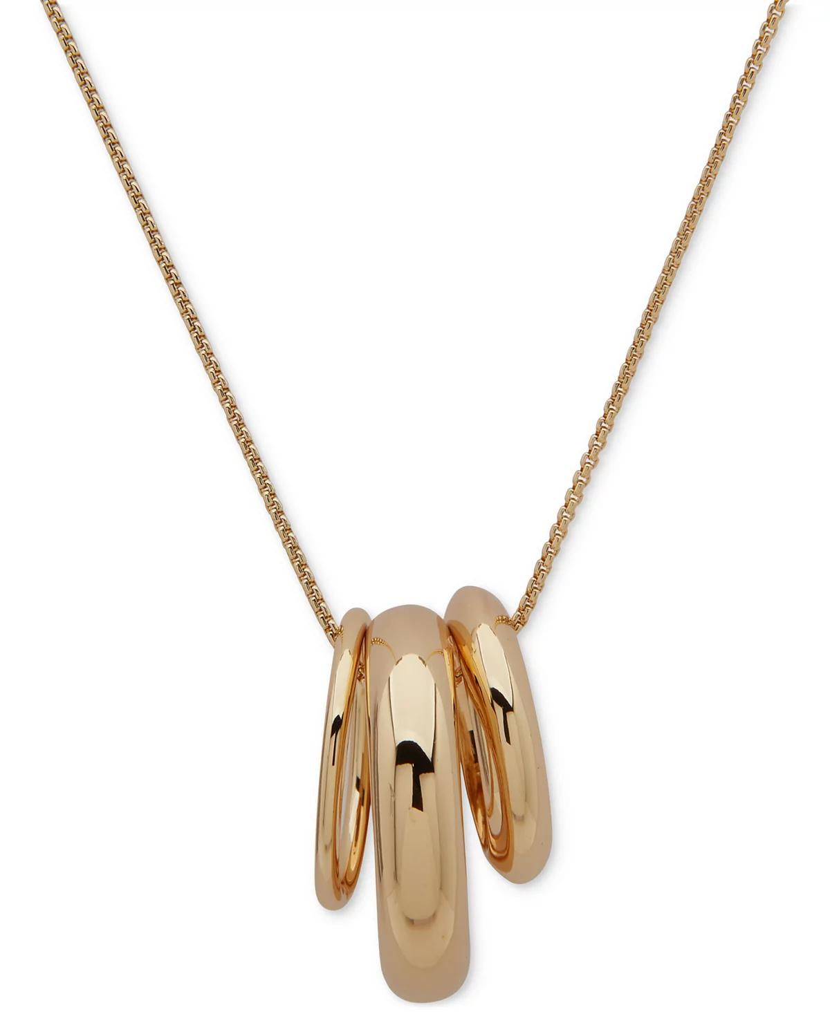 DKNY Gold-Tone Puffy Ring Pendant 40 Adjustable Necklace 9090₽