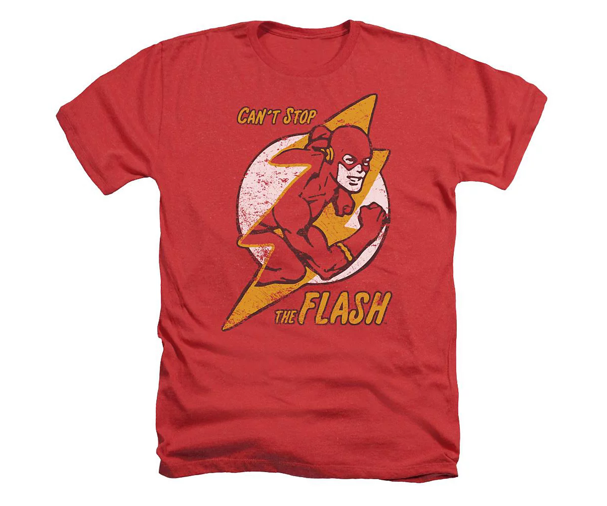 Dc Flash Mens DC Comics Flash Flash Bolt Adult Heather Tee T-Shirt 5390₽