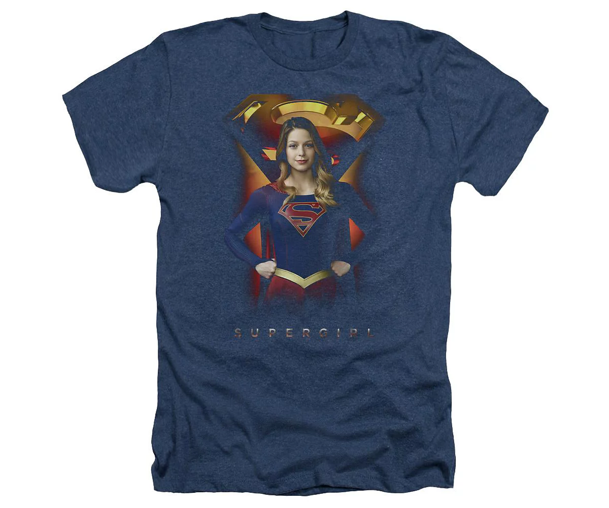 Supergirl Mens Standing Symbol Adult Heather Tee T-Shirt 5390₽