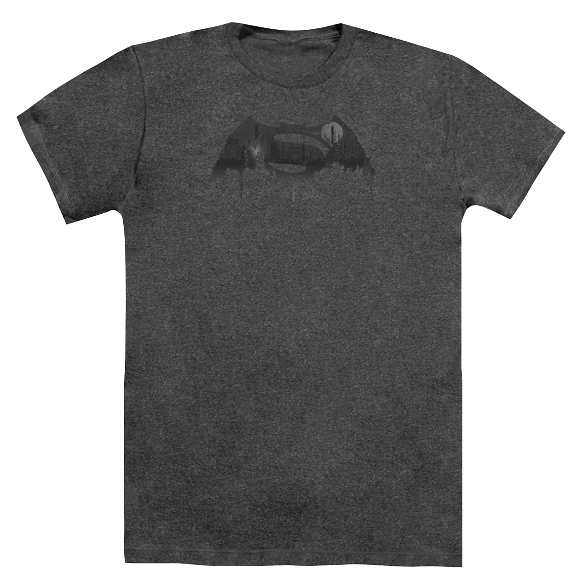 Batman V Superman Mens Cityscape Logo Adult Heather Tee / T-Shirt