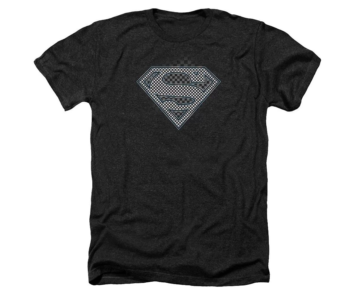 Superman Mens Checkerboard Adult Heather Tee T-Shirt 5390₽