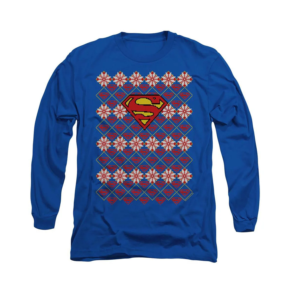 Superman Mens Christmas Sweater Long Sleeve Adult Tee T-Shirt 5690₽