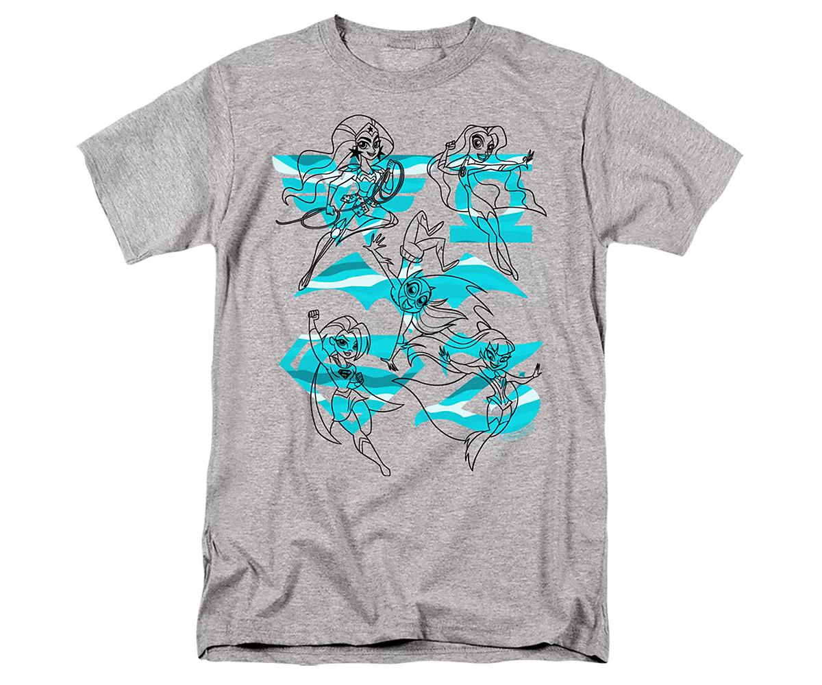 DC Wonder Woman Men's Dc Superhero Girls DC Comics Superhero Girls Line Art Group Short Sleeve Adult Tee / T-Shirt