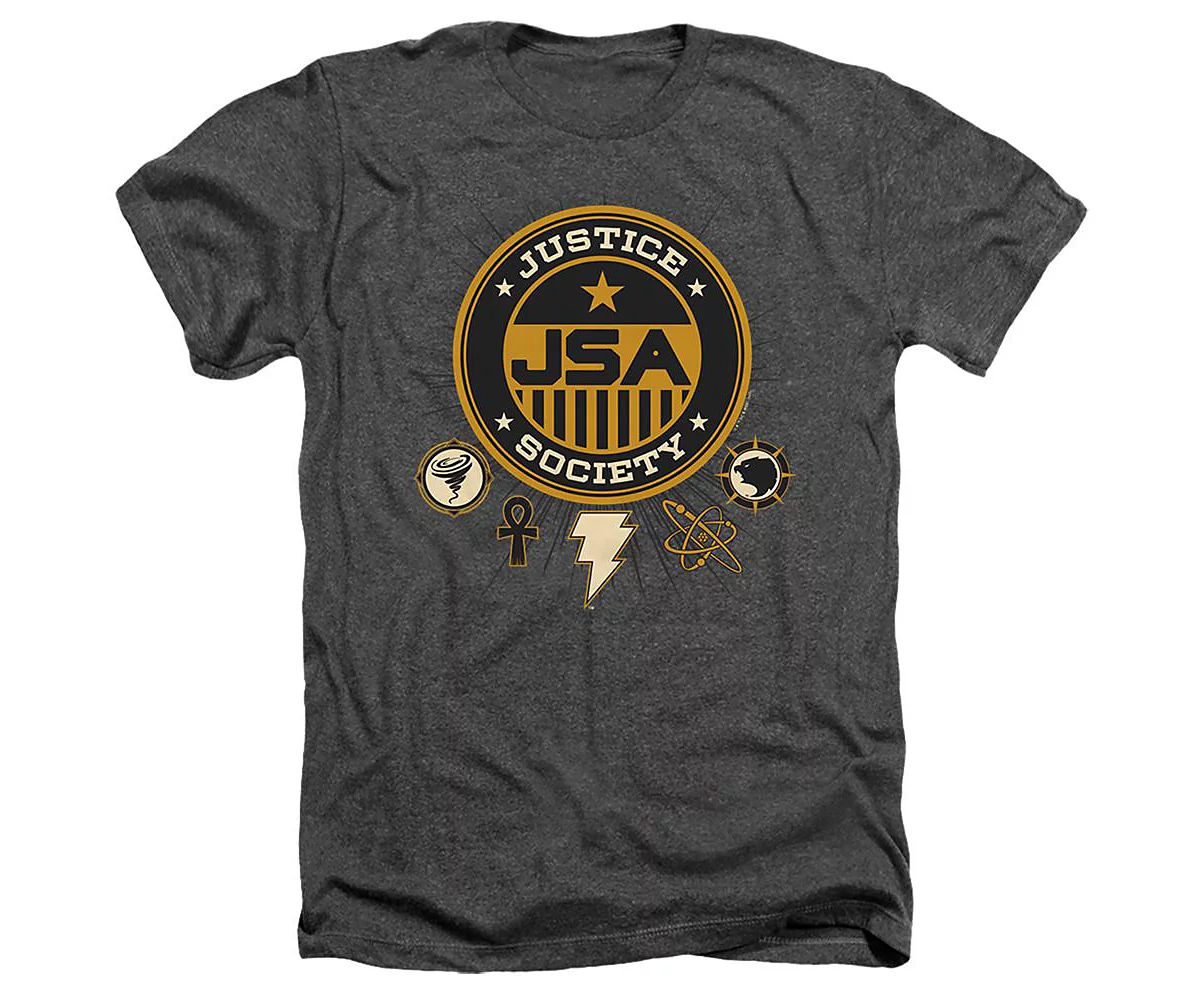 Black Adam Mens Justice Society Adult Heather Tee / T-Shirt