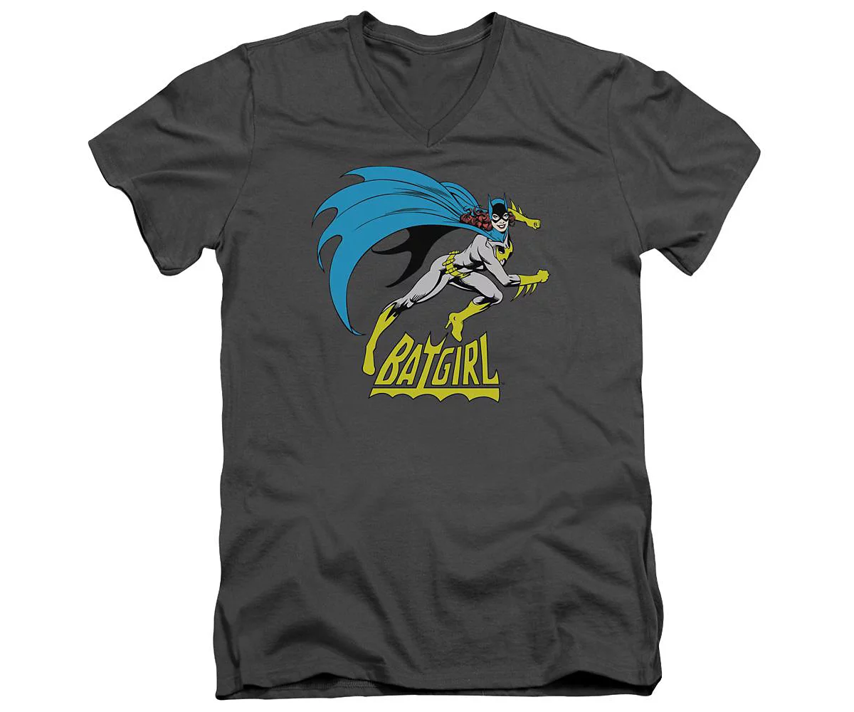 Dc Batgirl Mens DC Comics Batgirl Batgirl Is Hot Short Sleeve Adult V Neck Premium Cotton Tee / T-Shirt