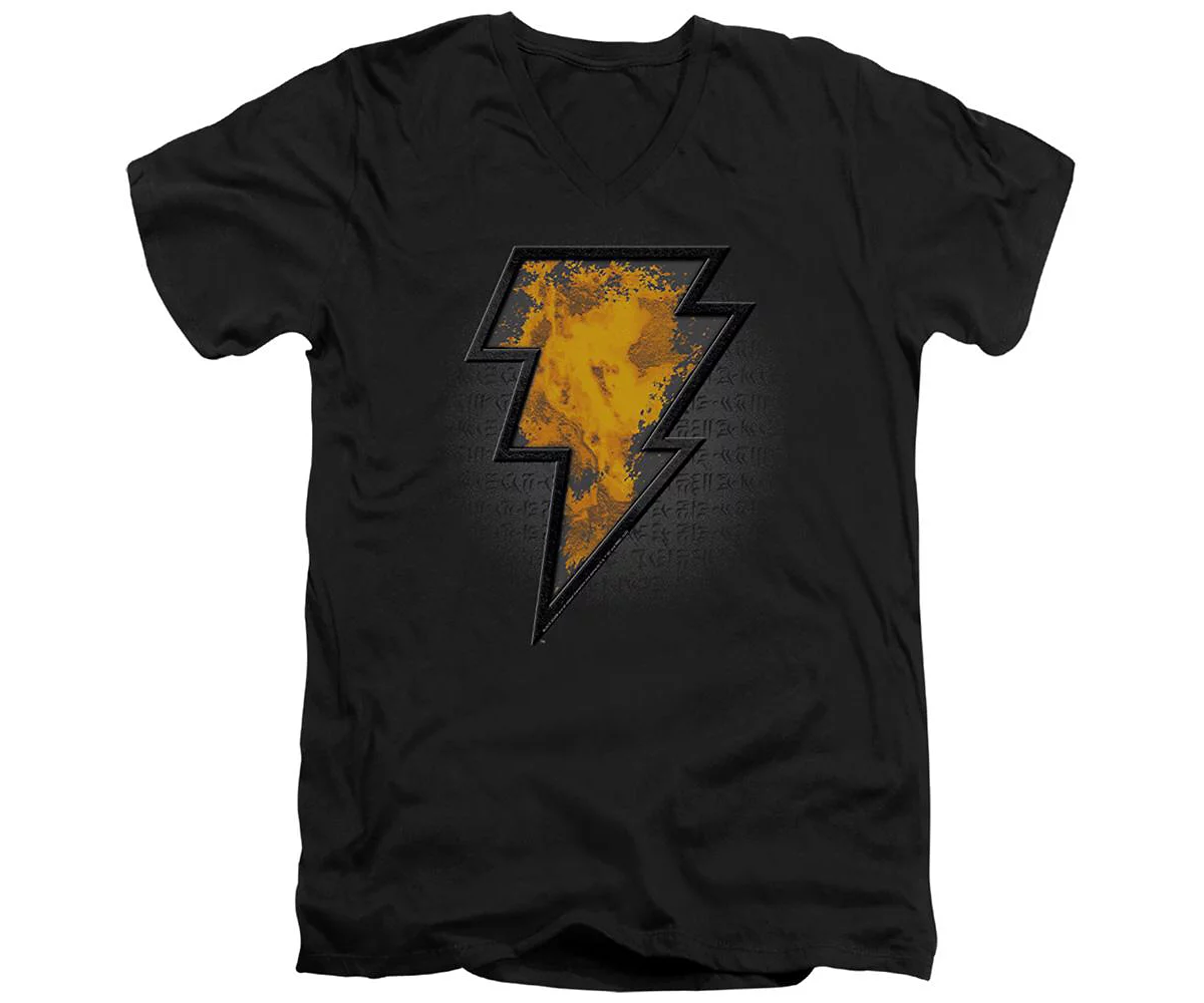 Black Adam Mens Beveled Emblem Short Sleeve Adult V Neck Premium Cotton Tee / T-Shirt