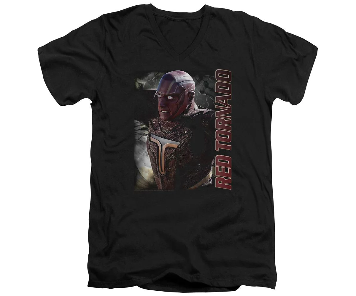 Supergirl Mens Red Tornado Short Sleeve Adult V Neck Premium Cotton Tee T-Shirt 5490₽