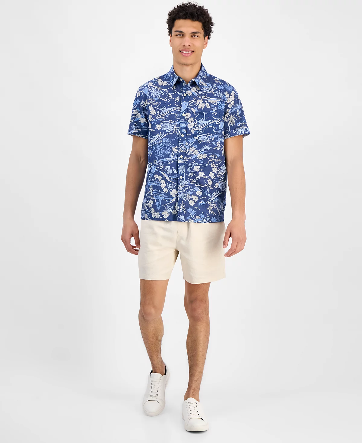 Sun Stone Mens Marley Short Sleeve Abstract Print Button-Front Shirt Exclusively at Macys 7590₽