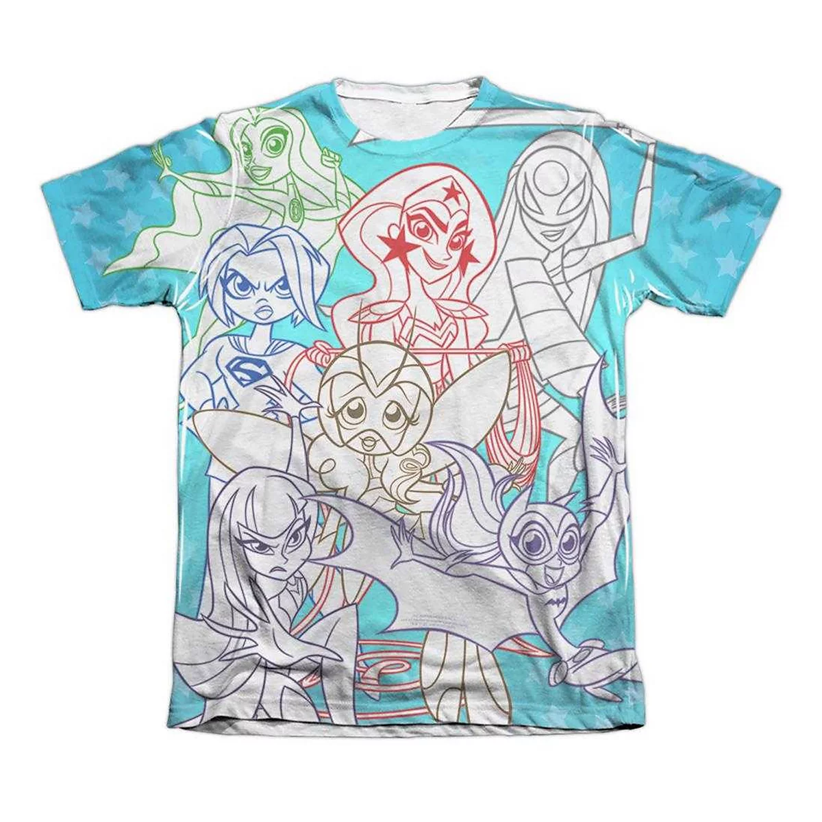 DC Wonder Woman Men's Dc Superhero Girls DC Comics Superhero Girls Justice Gang (Front/Back Print) Adult Poly/Cotton Short Sleeve Tee / T-Shirt