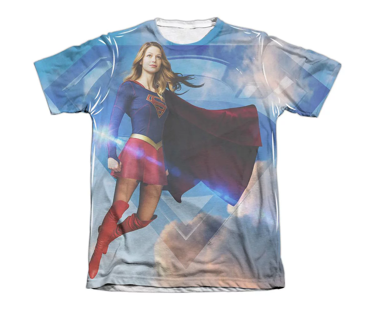 Supergirl Mens Up In The Sky Adult Poly/Cotton Short Sleeve Tee / T-Shirt