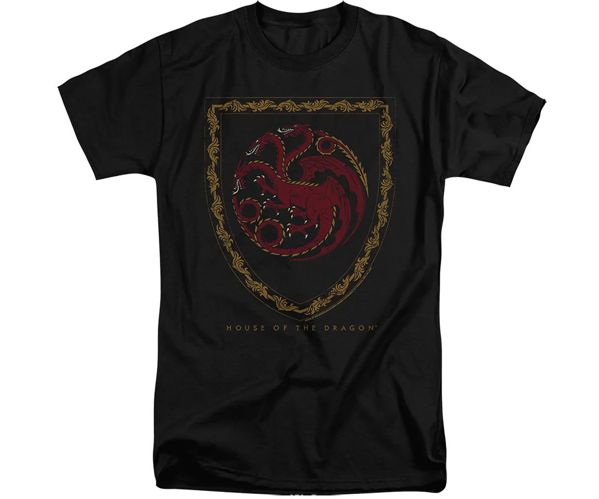 House Of The Dragon Mens Dragon Shield Vintage Dark Short Sleeve Adult Tall Tee / T-Shirt