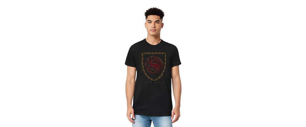 House Of The Dragon Mens Dragon Shield Vintage Dark Short Sleeve Adult Tee T-Shirt 5190₽