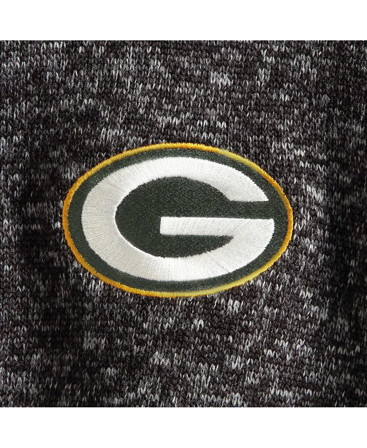 Antigua Mens Heather Black Green Bay Packers Fortune Quarter-Zip Pullover Jacket 21890₽