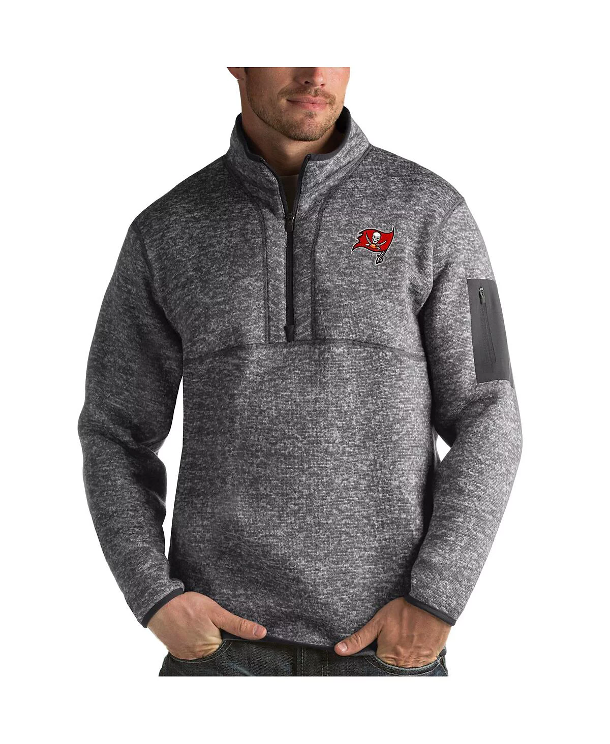 Antigua Mens Charcoal Tampa Bay Buccaneers Fortune Quarter-Zip Pullover Jacket 21890₽