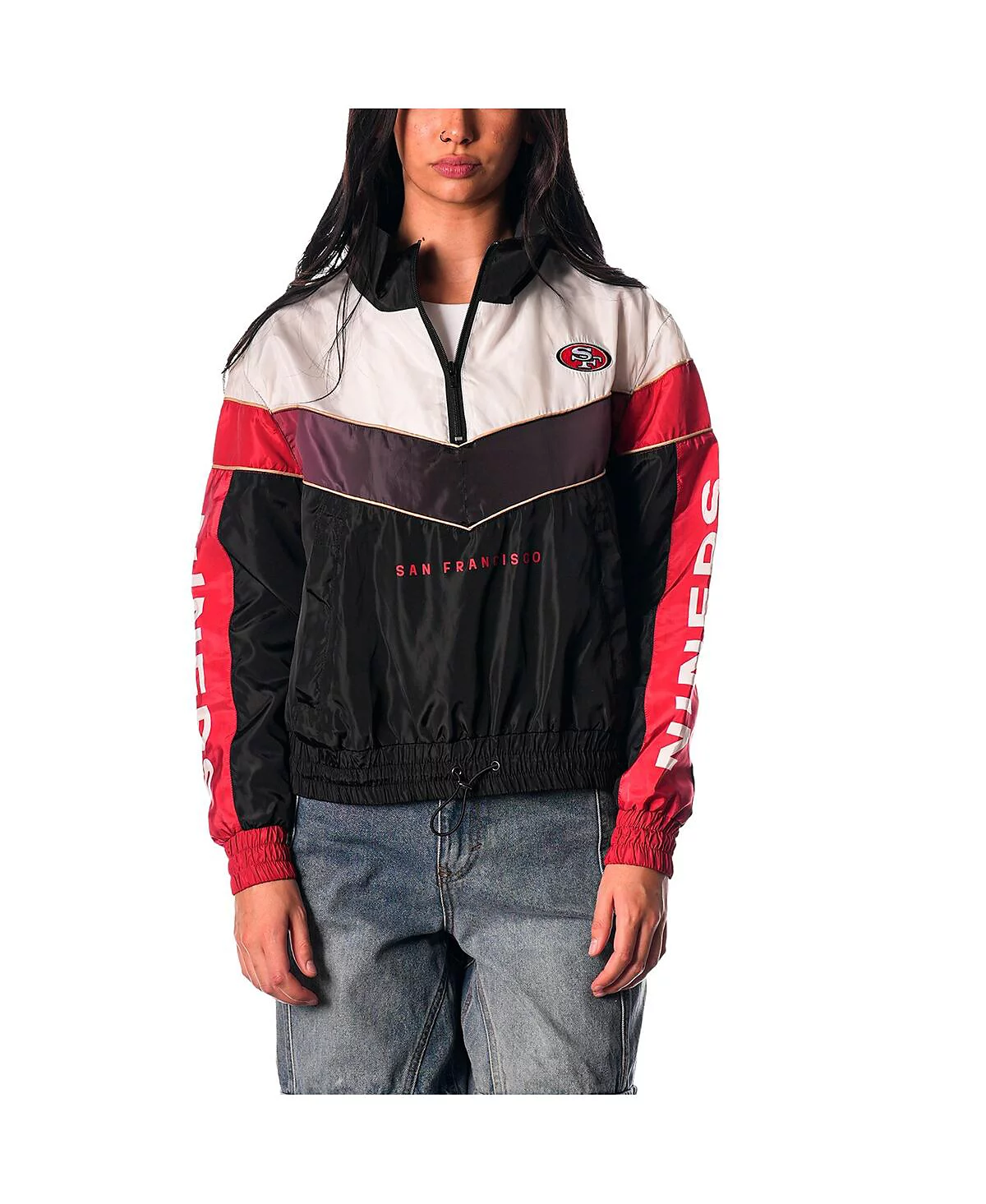 The Wild Collective Womens Black San Francisco 49ers 14 Zip Track Jacket 16190₽