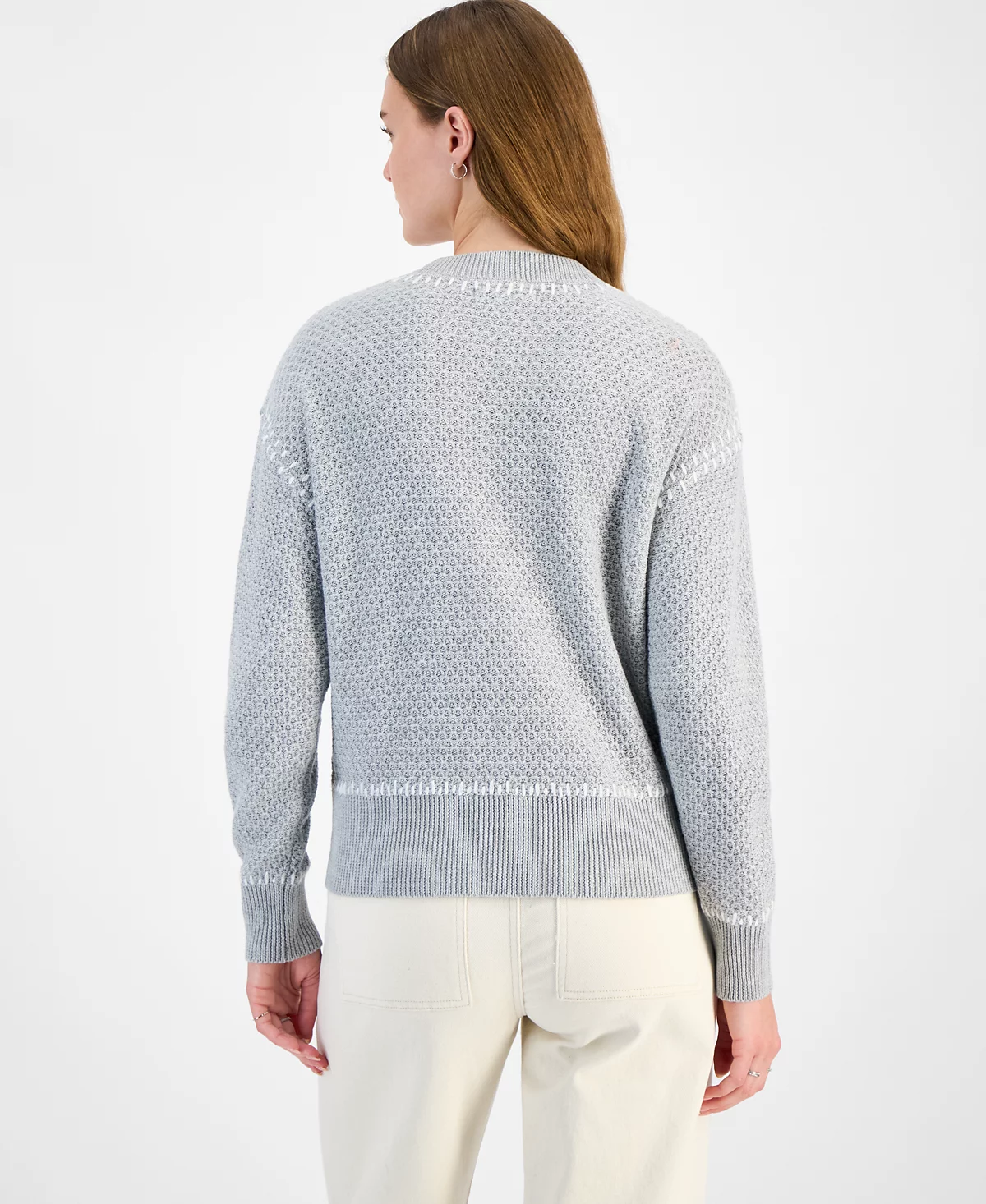And Now This Women's Whip Stitch Dropped-Shoulder Cotton Sweater, Regular & Petites, Exclusively at Macy’s 