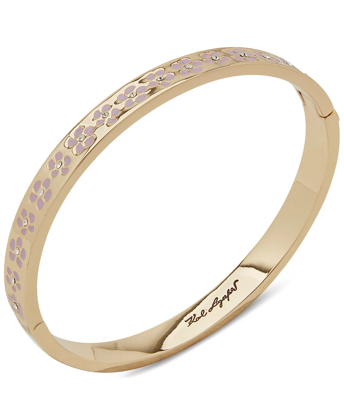 KARL LAGERFELD PARIS Gold-Tone Purple Flower Inlay Polished Bangle Bracelet 9090₽