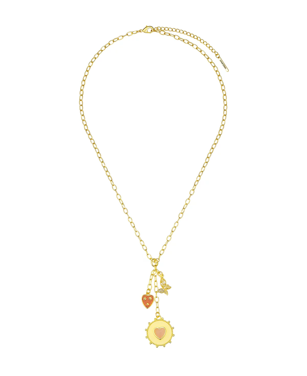 Unwritten Cubic Zirconia Rose Quartz Stone Heart Charm Y-Necklace 3390₽