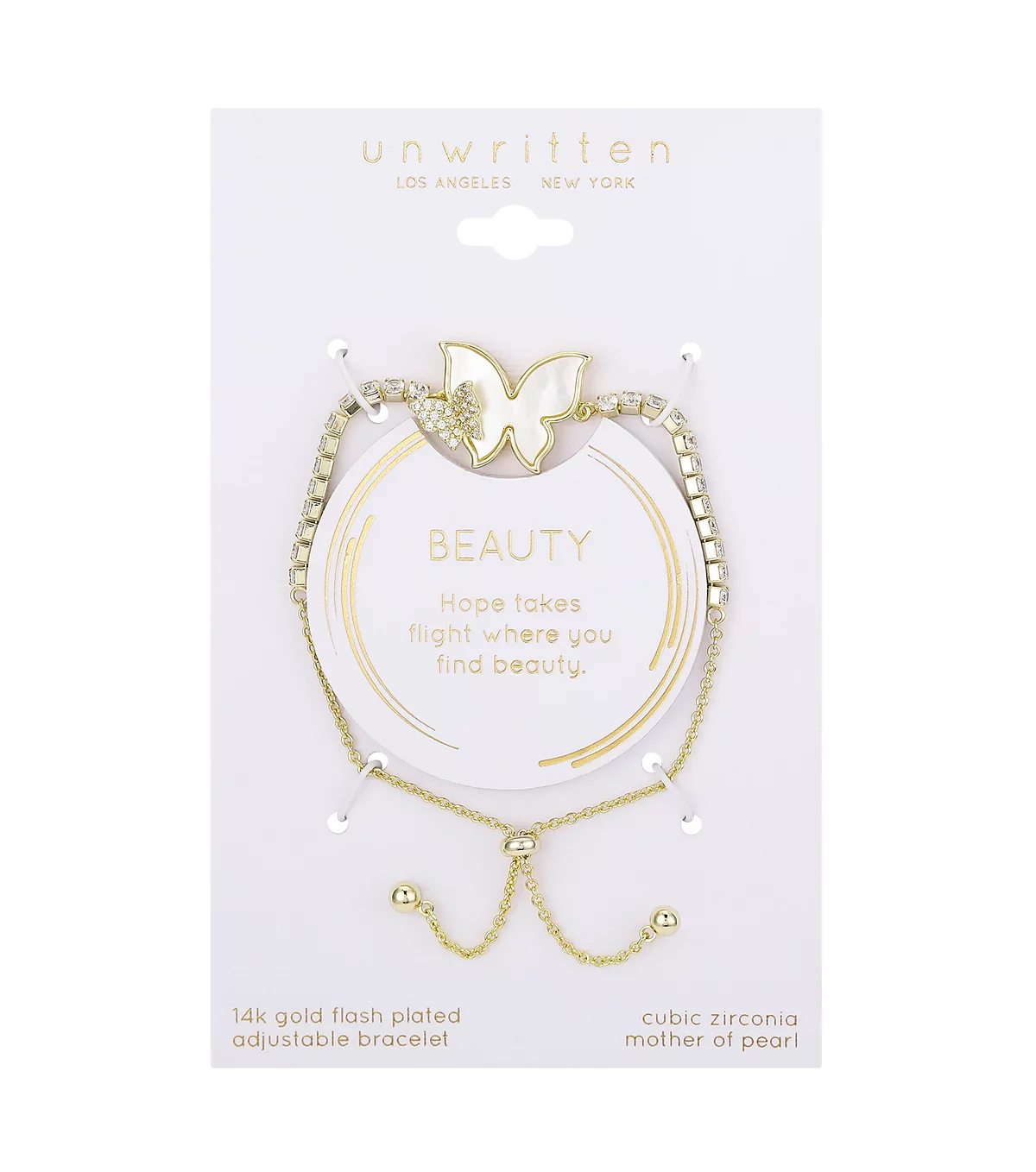 Unwritten Cubic Zirconia Mother of Pearl Butterfly Bolo Bracelet 4590₽