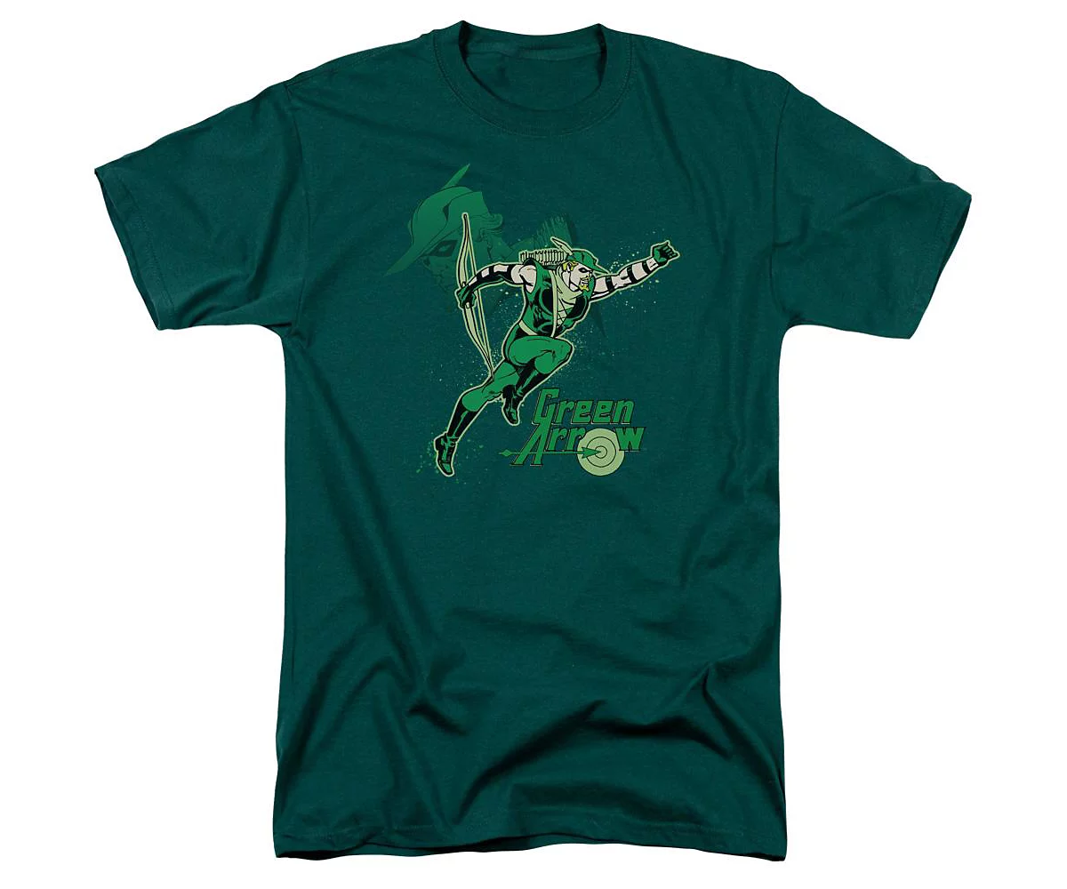 Dc Green Arrow Mens DC Comics Green Arrow Green Arrow In Action Short Sleeve Adult Tee / T-Shirt