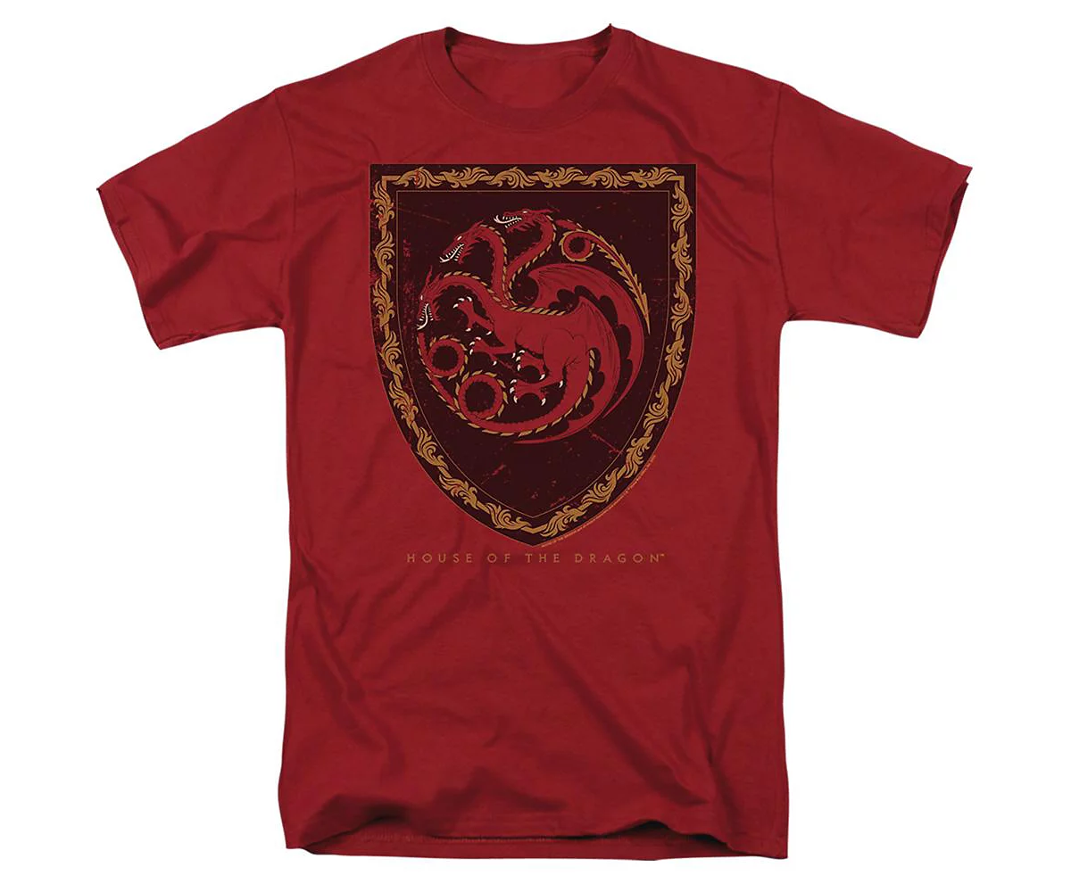 House Of The Dragon Mens Dragon Shield Vintage Short Sleeve Adult Tee / T-Shirt