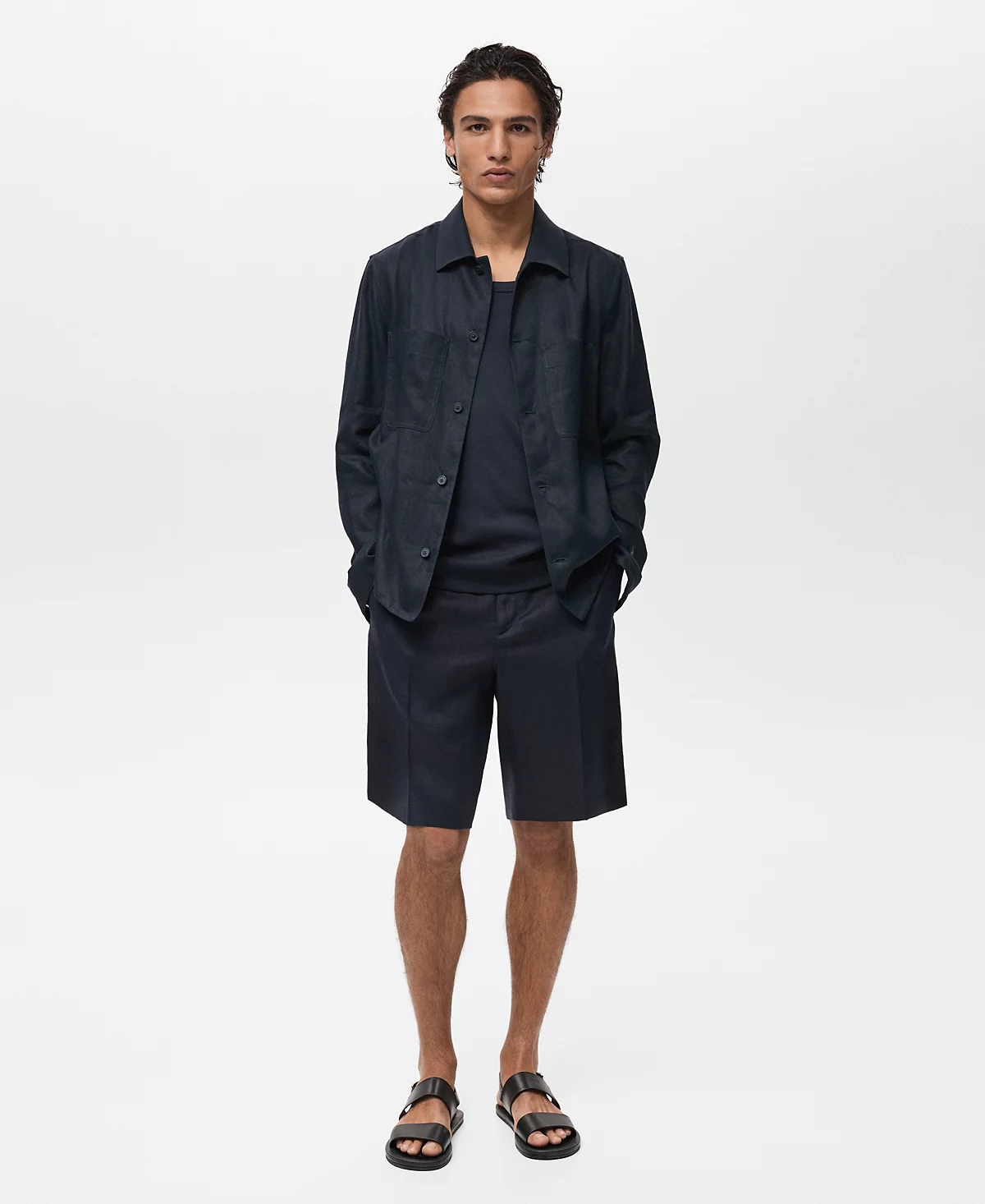 Mango Mens Slim-Fit Linen Bermuda Shorts 22790₽