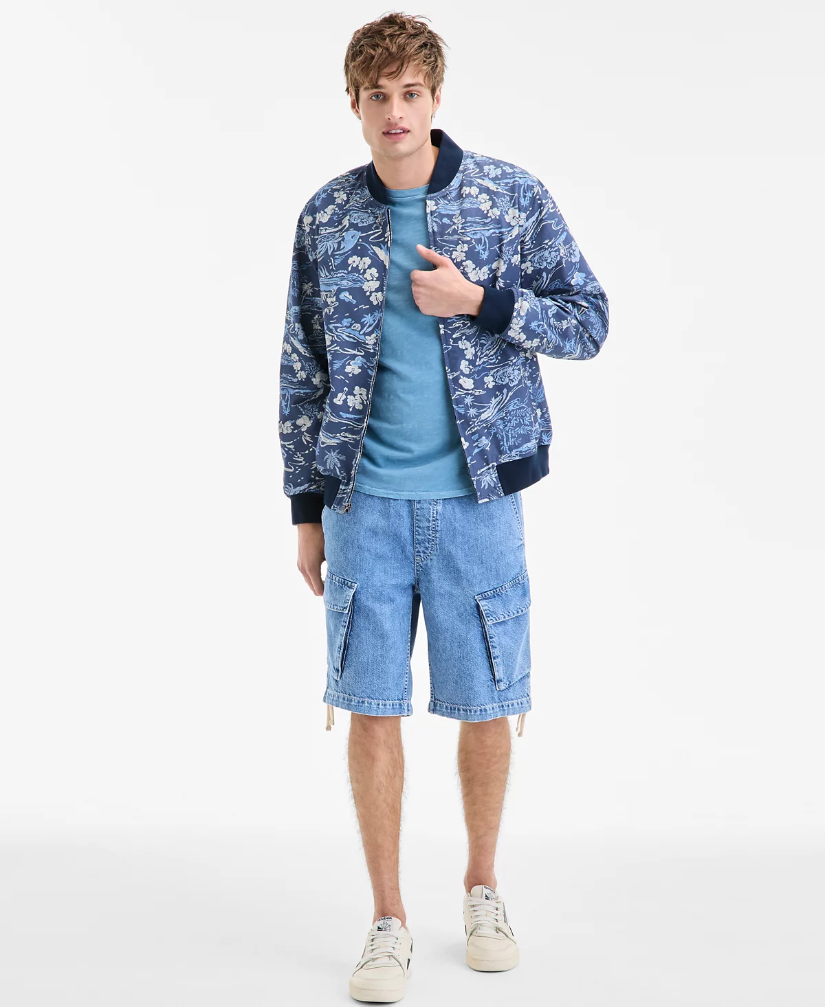 Sun Stone Mens Floral Print Zip-Front Bomber Jacket Exclusively at Macys 17090₽