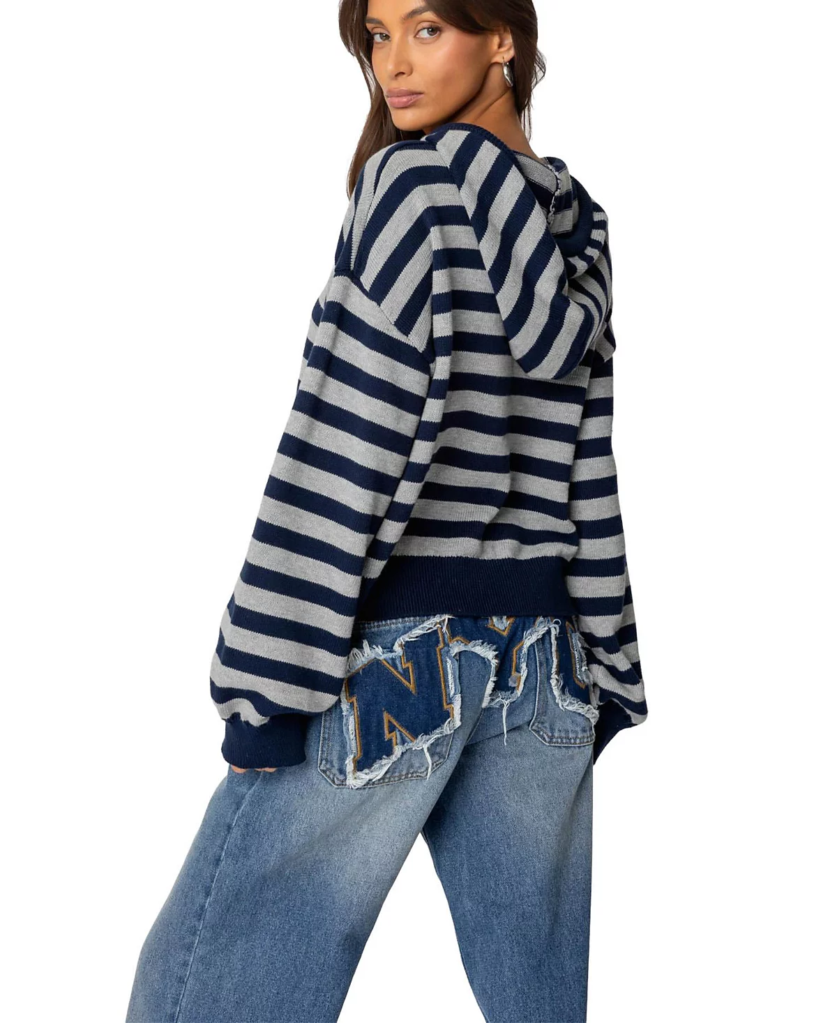 Edikted Womens Striped Hooded Knit Sweater 14490₽