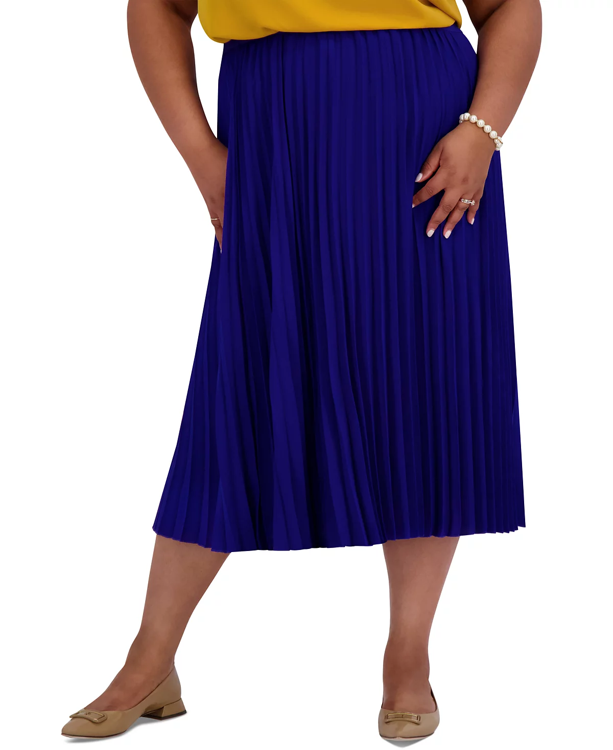 Kasper Women's Pleated Midi Skirt, Regular & Plus Sizes