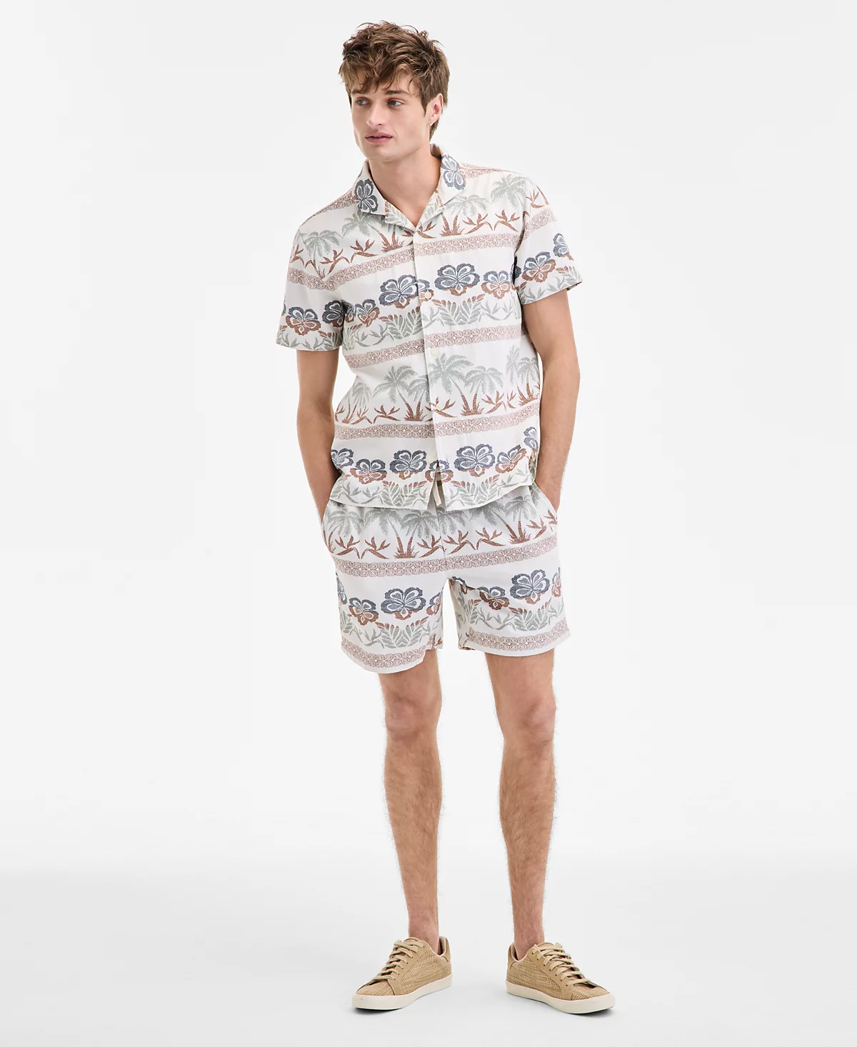 Sun Stone Mens Ace Short Sleeve Printed Button-Front Camp Shirt Exclusively at Macys 10690₽
