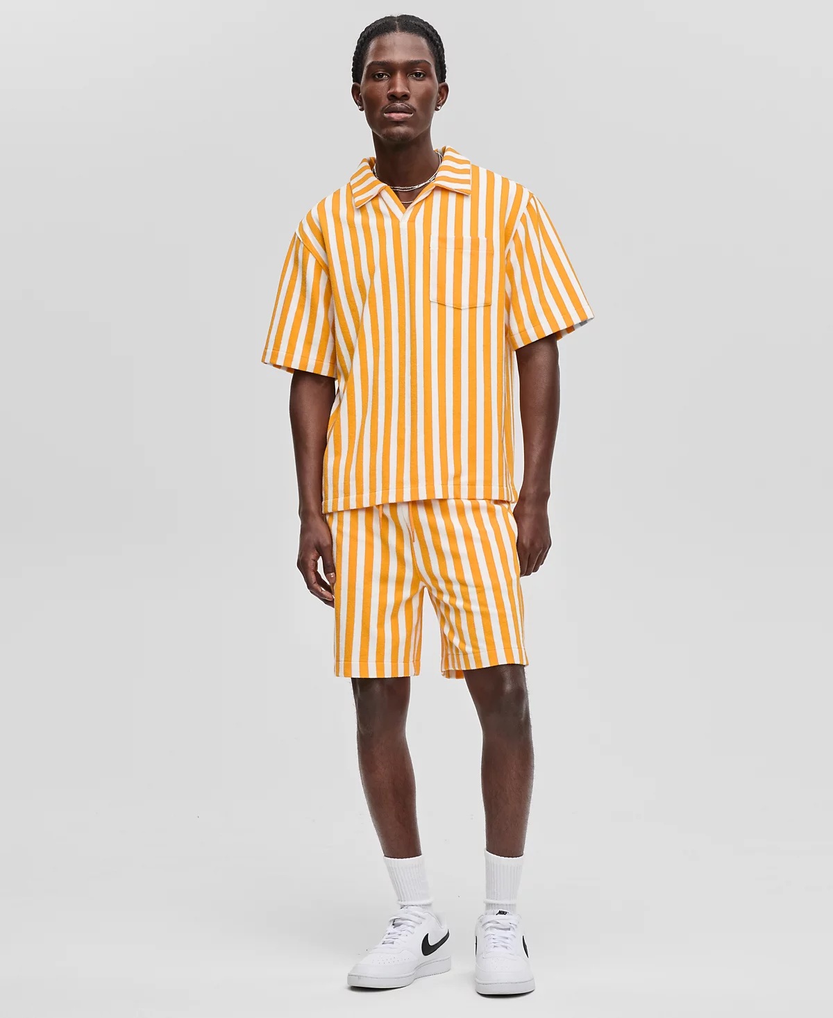 Mode of One Mens Johnny Collar Striped Terry Shirt Exclusively at Macys 6690₽