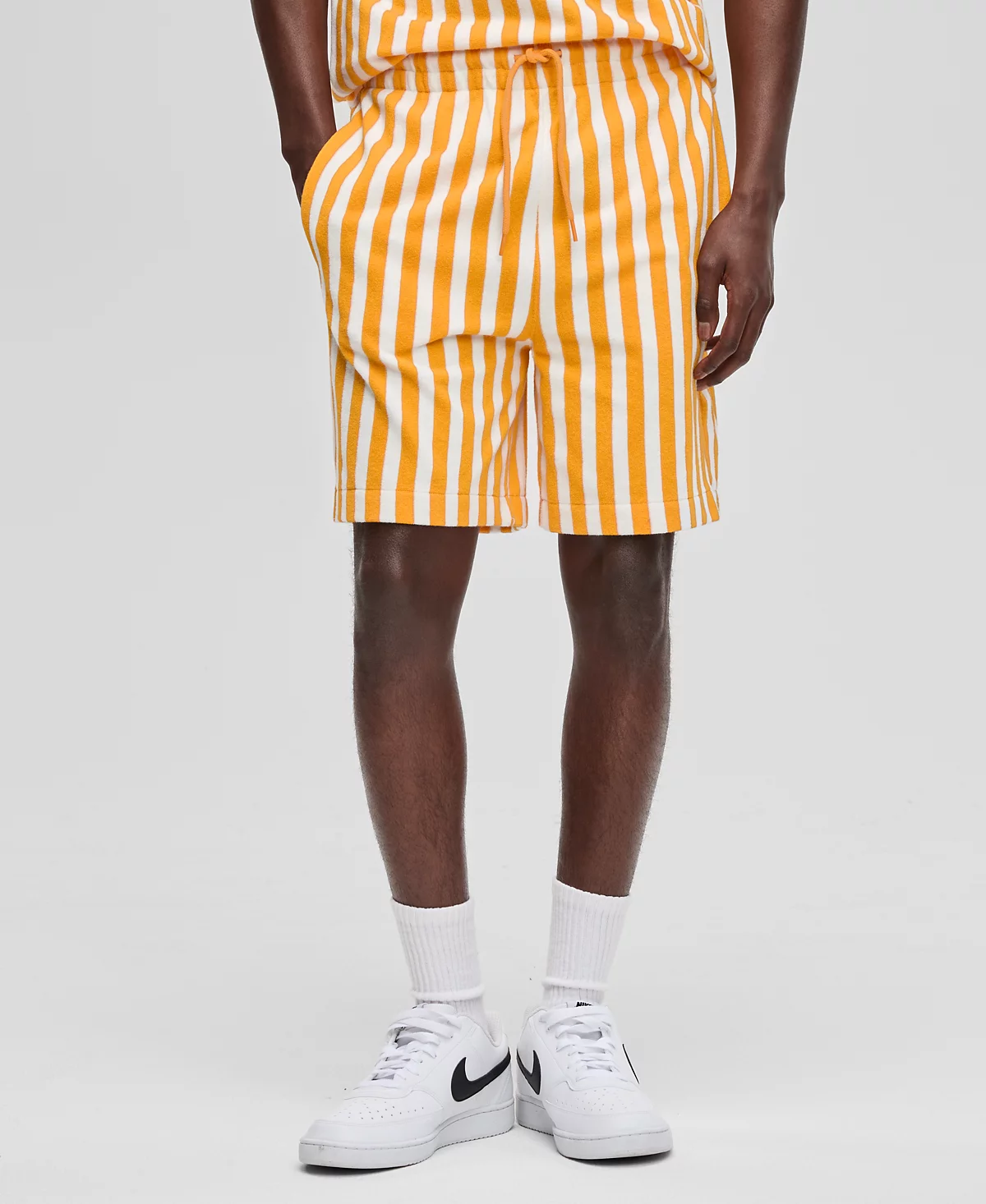 Mode of One Mens Vertical Stripe Terry Shorts Exclusively at Macys 6690₽
