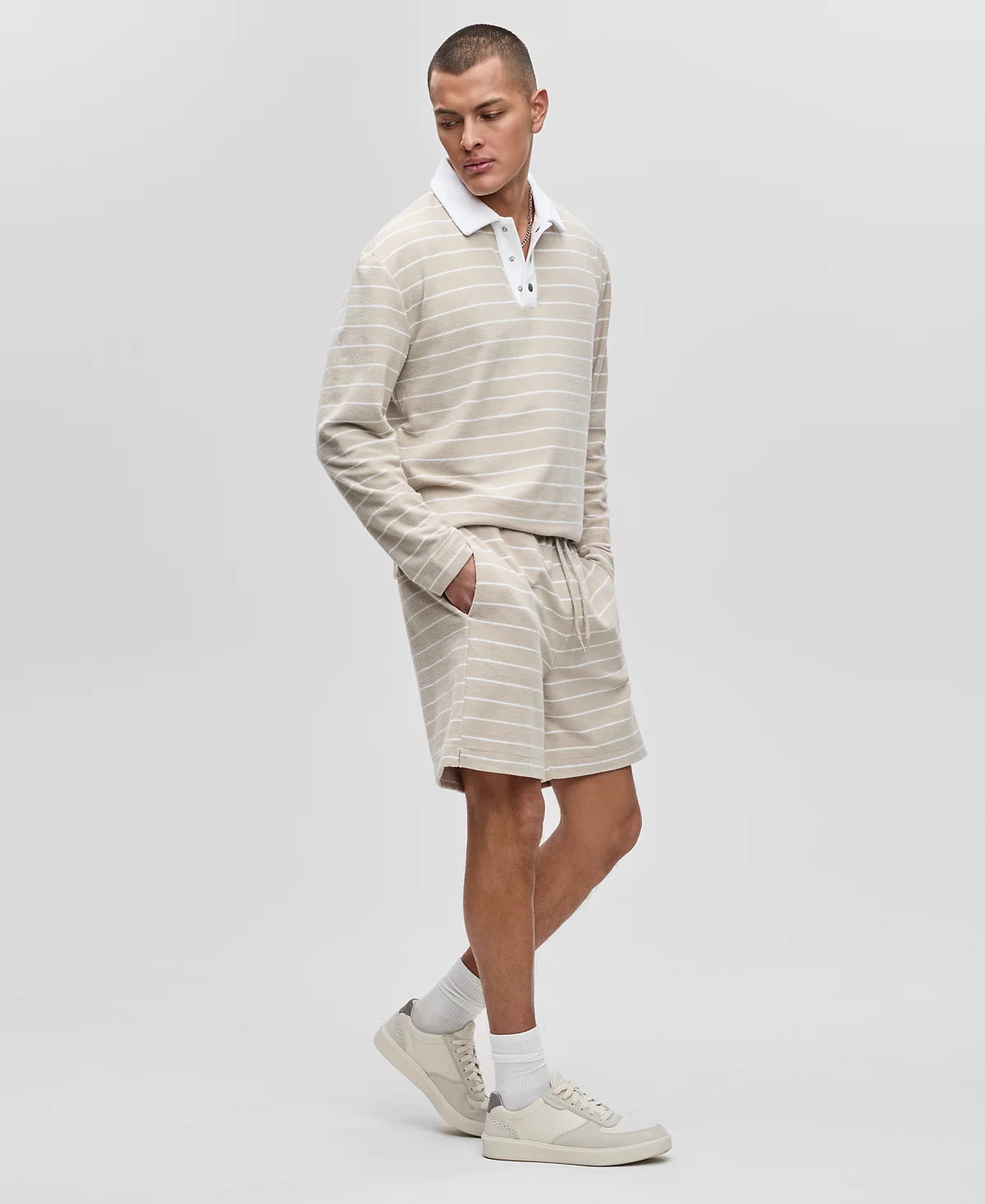 Mode of One Mens Horizontal-Stripe Terry Shorts Exclusively at Macys 6690₽