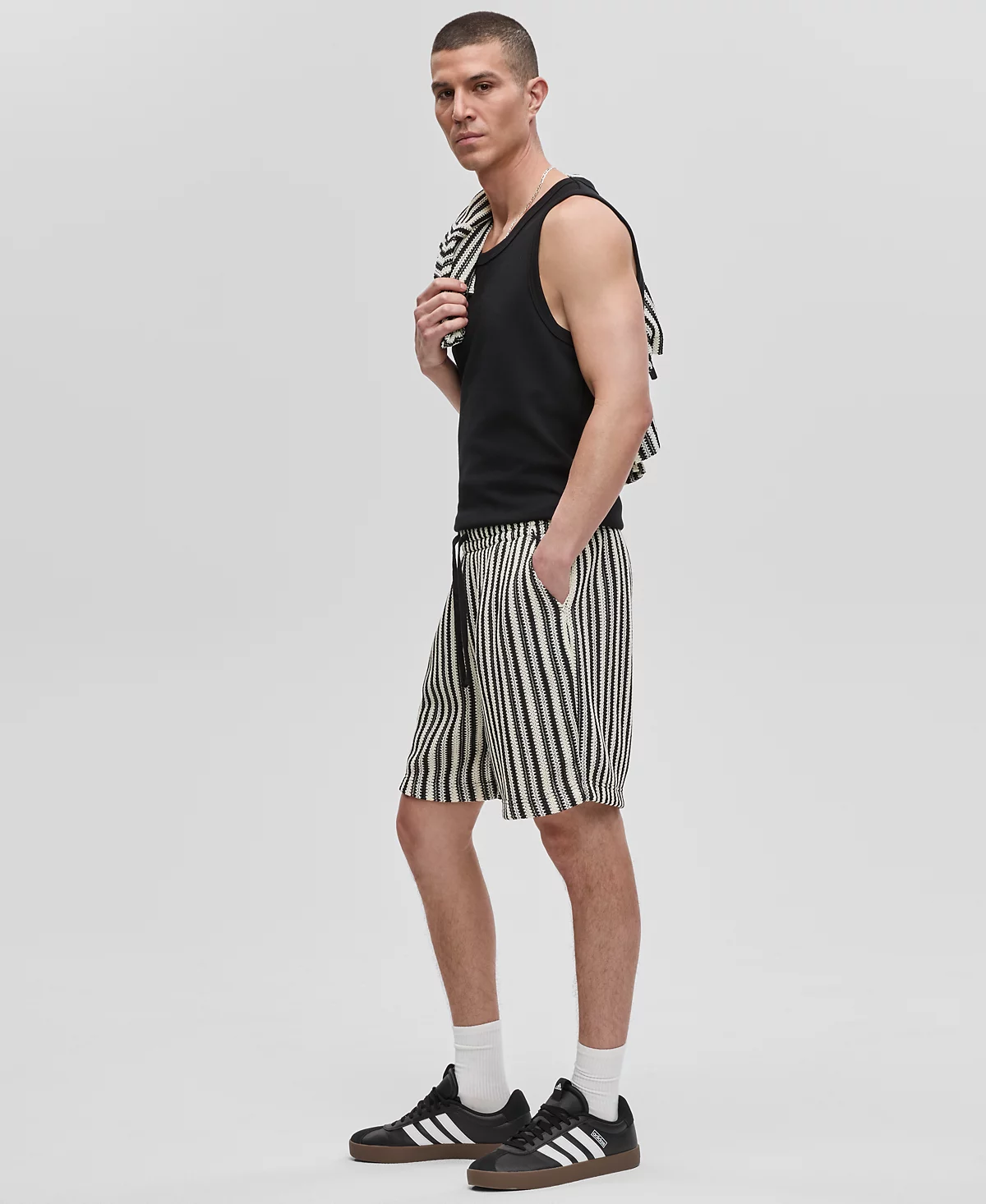 Mode of One Mens Relaxed-Fit Vertical-Stripe Shorts Exclusively at Macys 8090₽