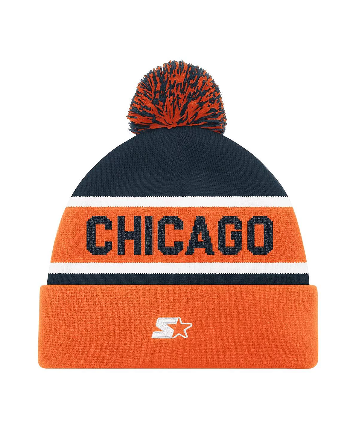 Starter Men's and Women's Orange Chicago Bears Cuffed Knit Hat with Pom