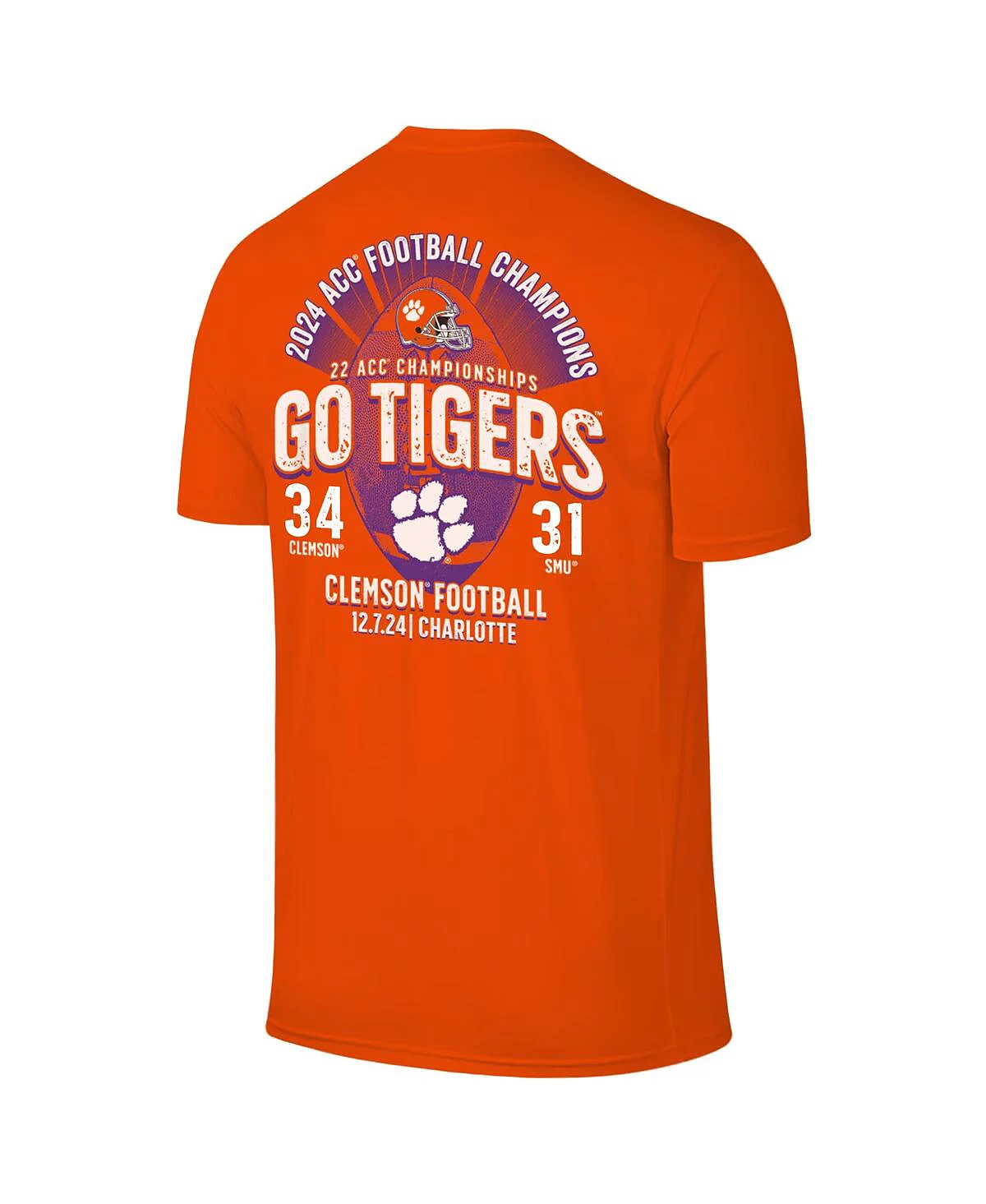 The Victory Men's Orange Clemson Tigers 2024 ACC Football Conference Champions Score T-Shirt