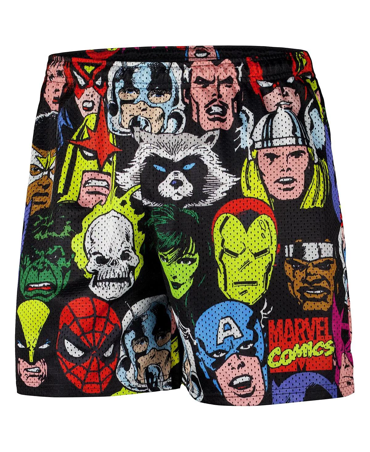 Chalk Line Men's Black Marvel Heroes Heads Retro Shorts