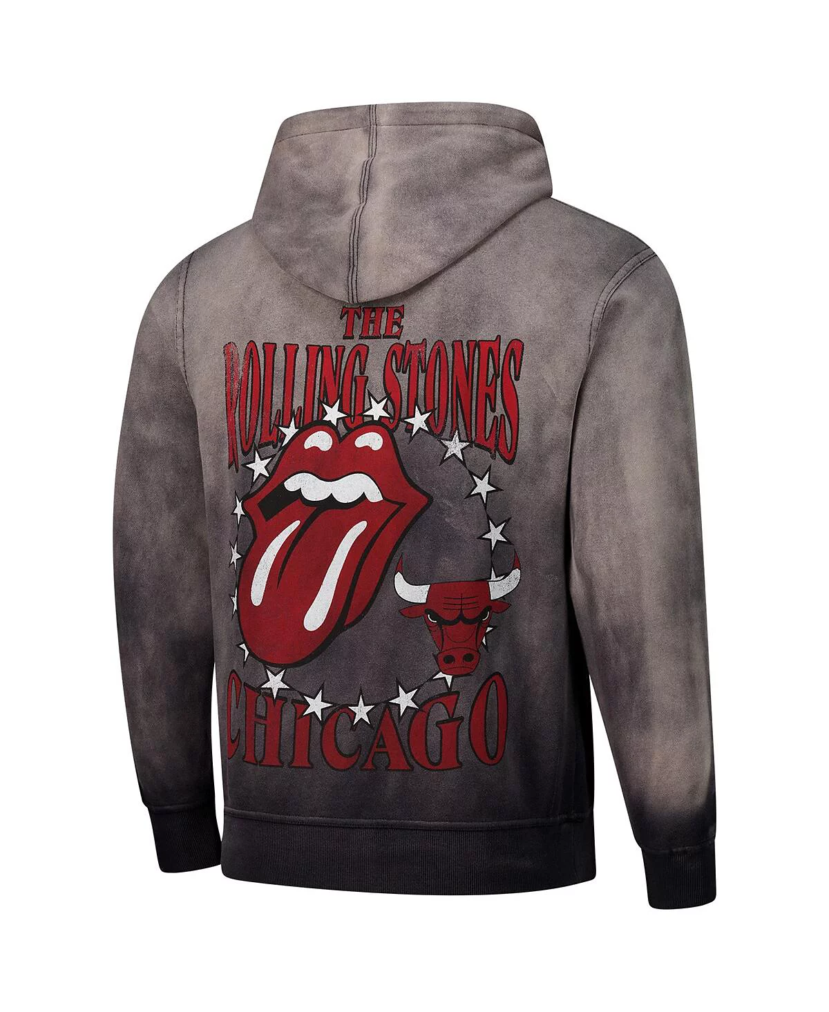 Sportiqe Men's and Women's Gray Rolling Stones x Chicago Bulls Collab Pullover Hoodie