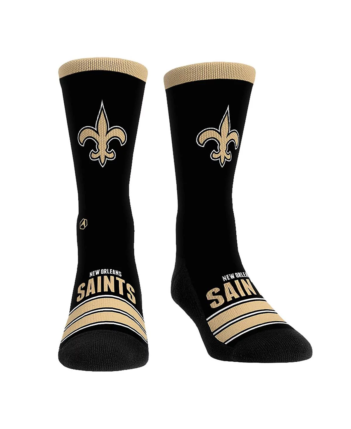 Rock Em Mens and Womens New Orleans Saints Gametime Stripe Crew Socks 3790₽