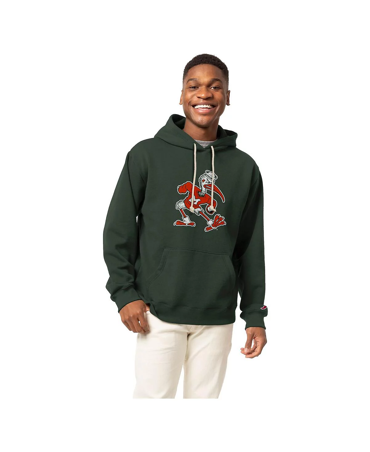 League Collegiate Wear Mens Dark Green Miami Hurricanes Vintage Logo Essential Fleece 20 Pullover Hoodie 12390₽