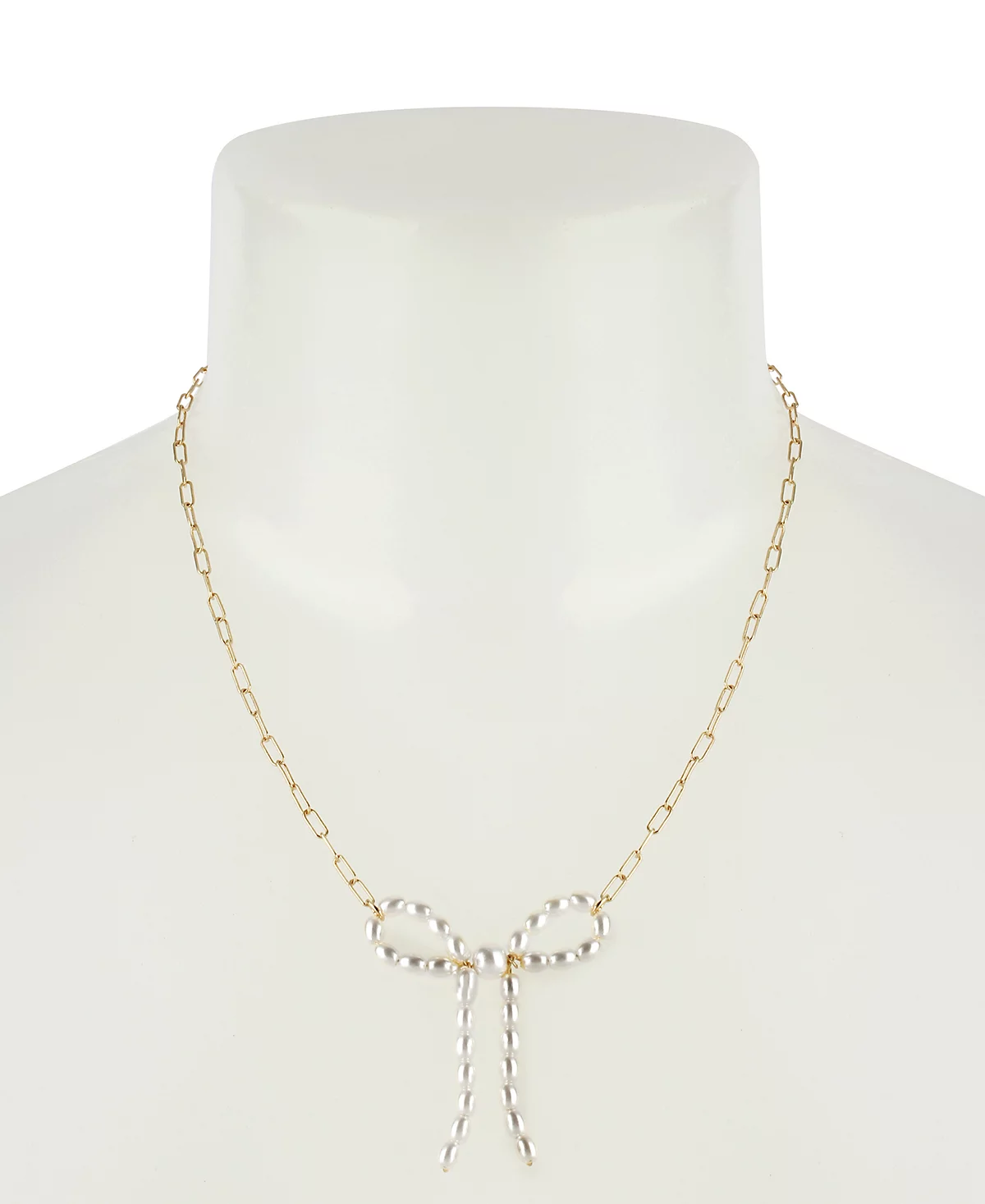 Steve Madden Punk Romance Faux Cultivated Pearl Bow Pendant Necklace 3790₽