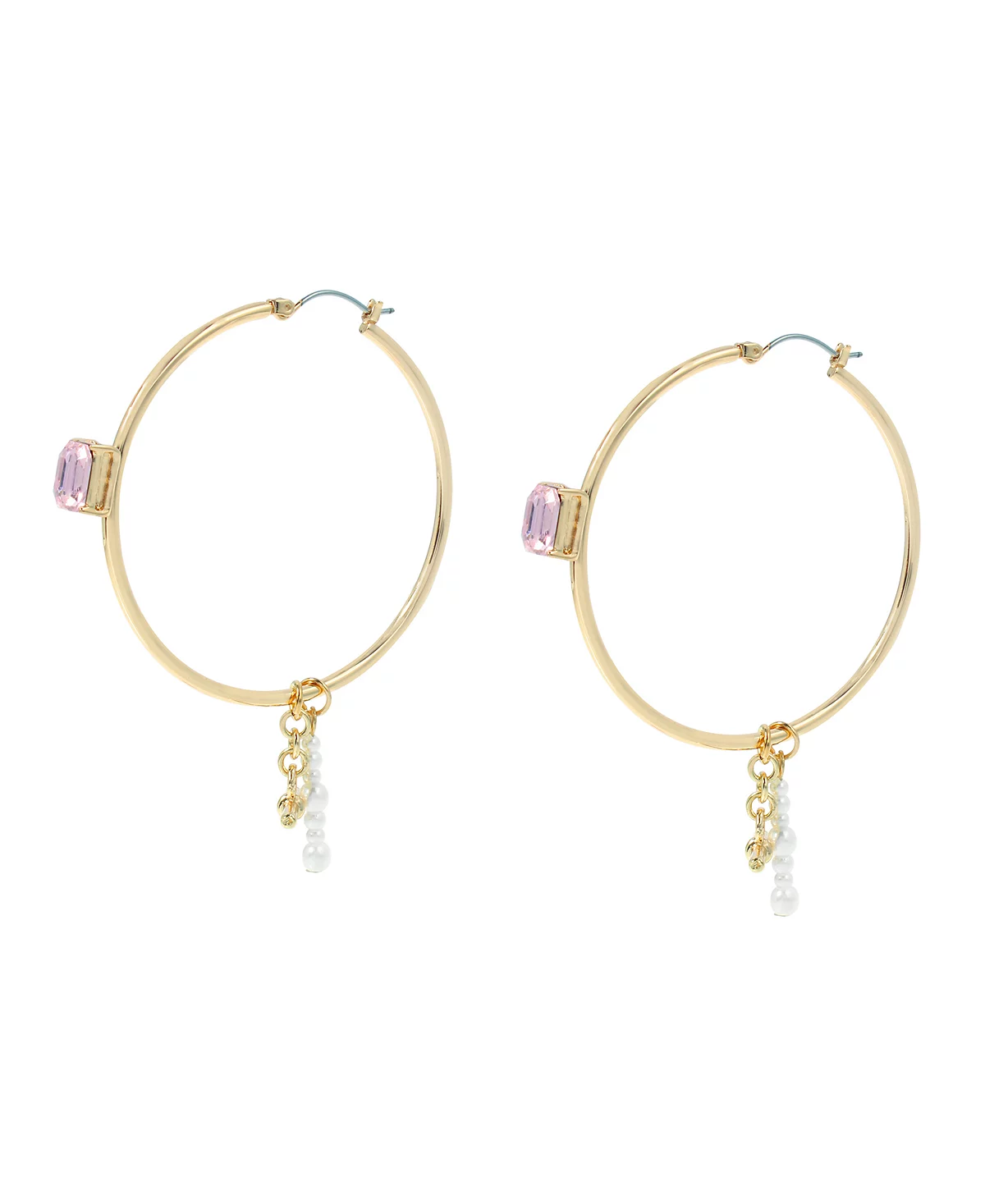 Steve Madden Punk Romance Cultivated Pearl Gem Hoop Earrings 3790₽
