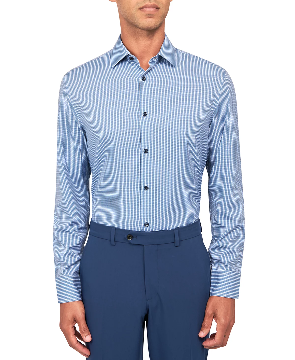 ConStruct Mens Slim Fit Gingham 4-Way Stretch Performance Dress Shirt 13190₽