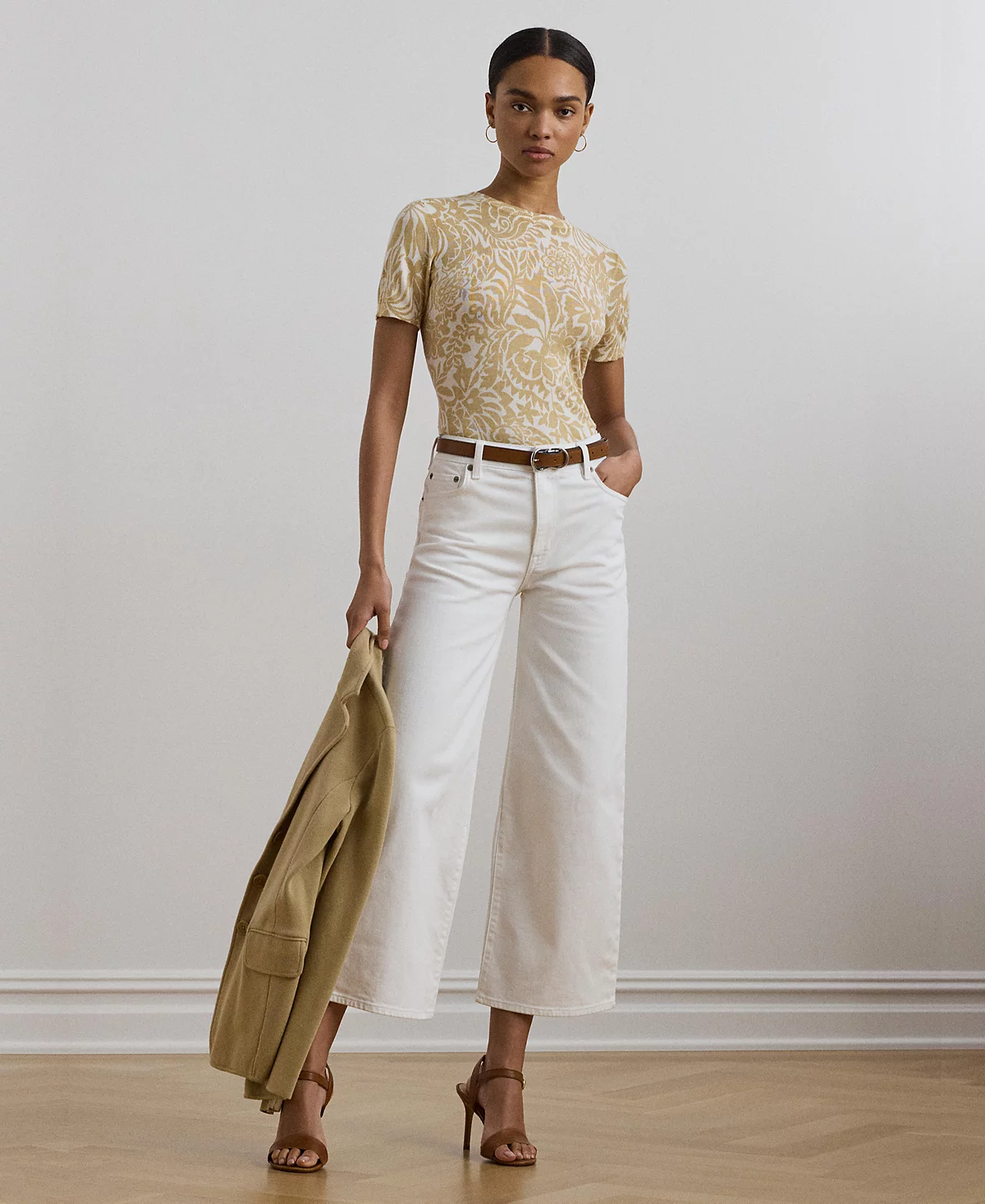 Lauren Ralph Lauren Women's Floral Cotton-Blend Short-Sleeve Sweater