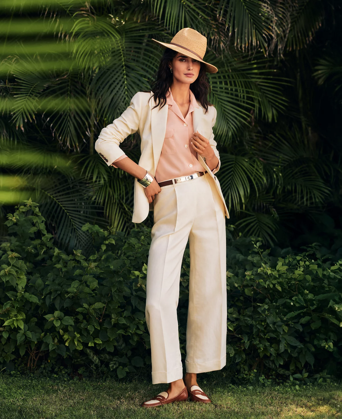 Lauren Ralph Lauren Women's Linen-Blend Twill Wide-Leg Pants