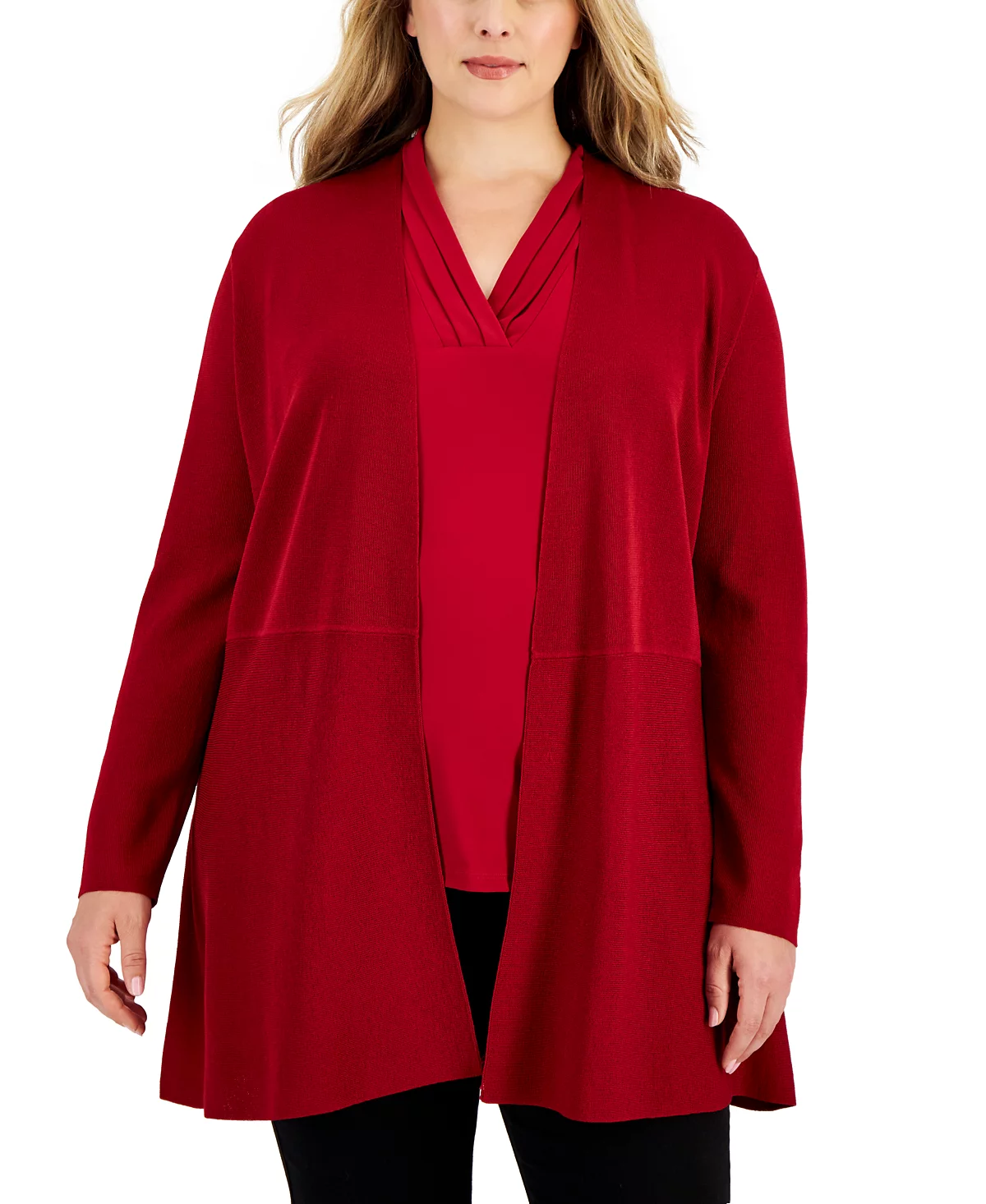 Anne Klein Plus Size Monterey Open-Front Cardigan