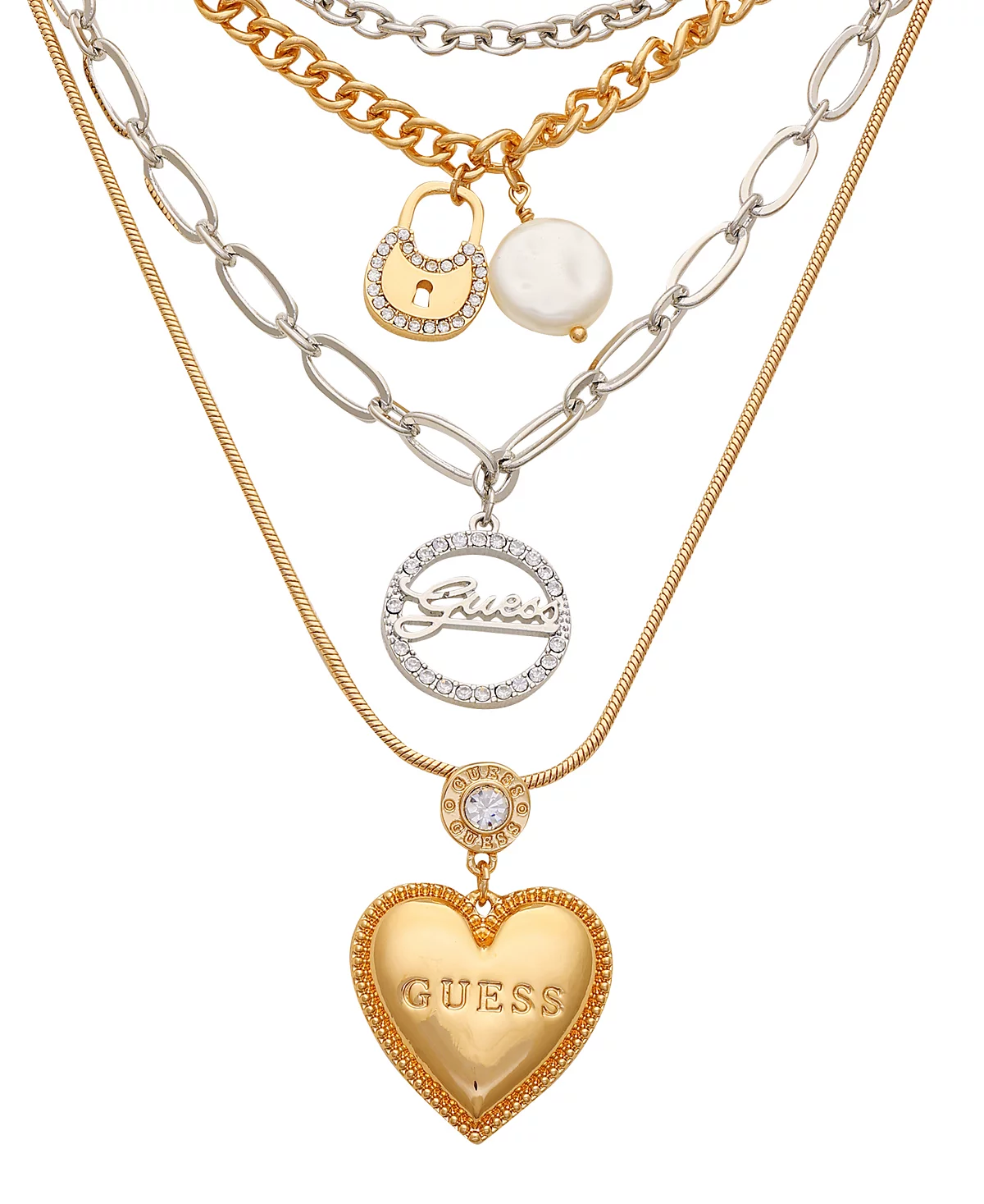 GUESS Two-Tone Crystal Charm Layered Necklace 3390₽